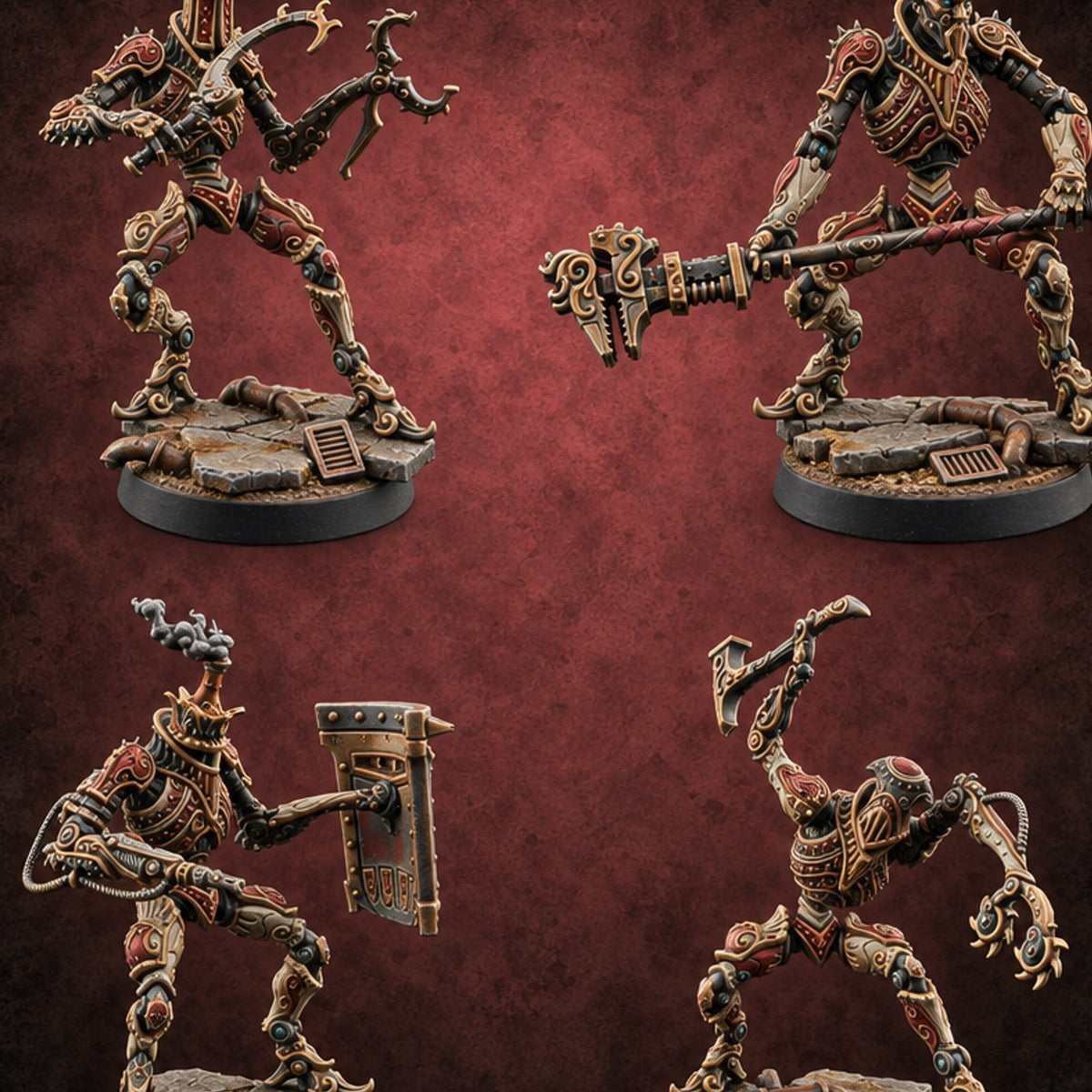 Strings Cut, Still Swinging Warforged Marionette Automatons — painted concept preview (miniature supplied unpainted)