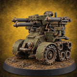 Rolling Thunder, Four Barrels Warforged Wheeled-Tracked Automaton — painted concept preview (miniature supplied unpainted)