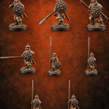 Pointed Opinions Human Steppe Spearmen with Studded Round Shields and Spiked Helms — painted concept preview (miniature supplied unpainted)