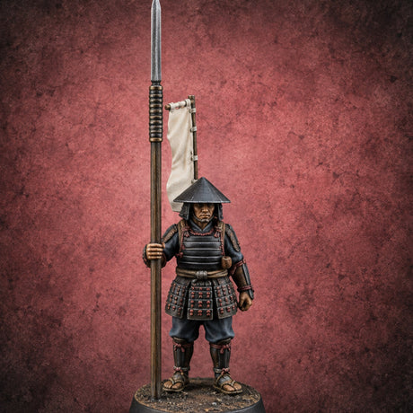 Standing Ready Human Ashigaru — painted concept preview (miniature supplied unpainted)
