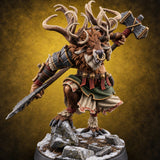 Reindeer Games Satyr Warrior B — painted concept preview (miniature supplied unpainted)