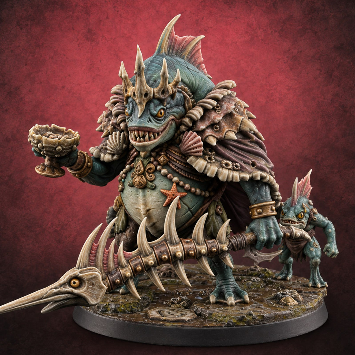 The Mud Court Drinks Deep Kuo-toa Mudflat Baron — painted concept preview (miniature supplied unpainted)
