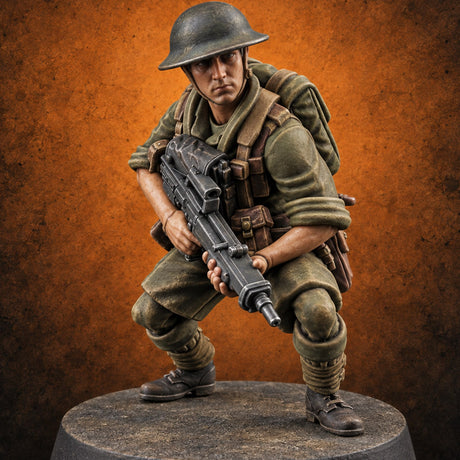 Sweeping the Perimeter Human Bullpup Rifleman J — painted concept preview (miniature supplied unpainted)