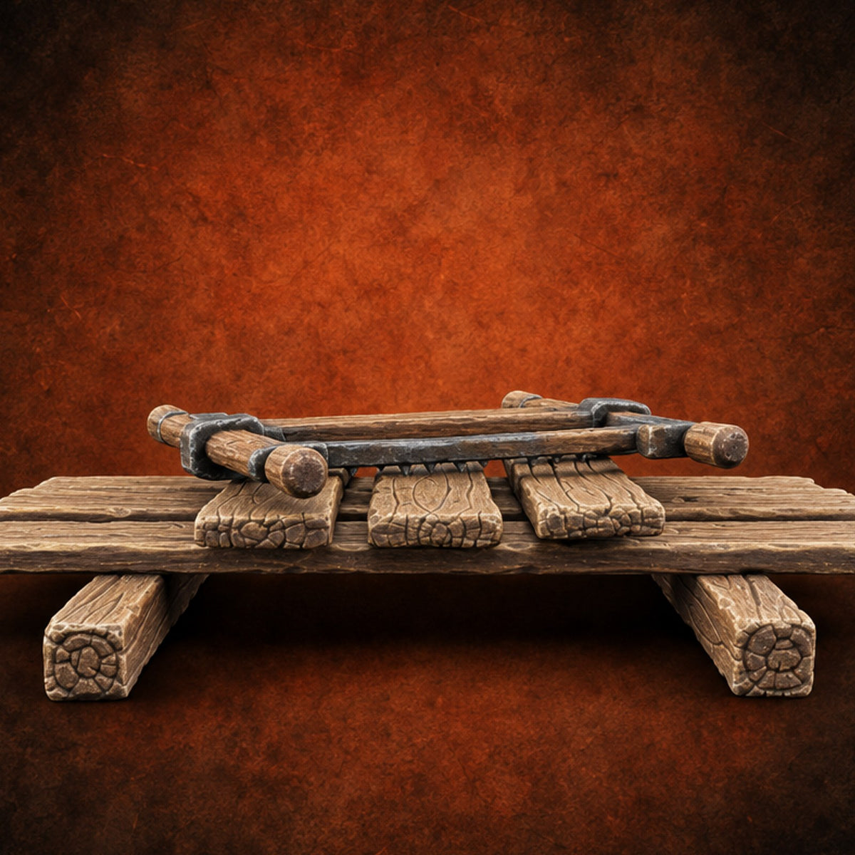 Sawdust Hasn't Settled Wooden Plank Stack with Saw — painted concept preview (terrain supplied unpainted)