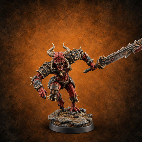 Spikes Fall In, Ranks Form Up Barbed Devil Warrior G — painted concept preview (miniature supplied unpainted)