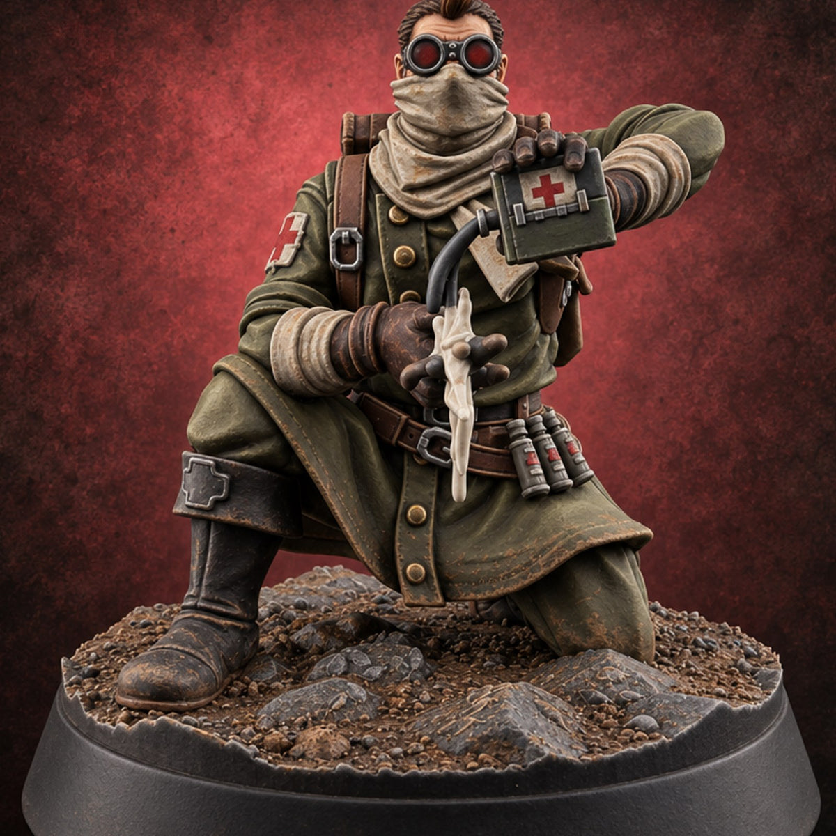 Triage Under Fire Human Battlefield Medic B — painted concept preview (miniature supplied unpainted)