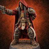 Barrel and Benediction Human Hooded Gunner B — painted concept preview (miniature supplied unpainted)