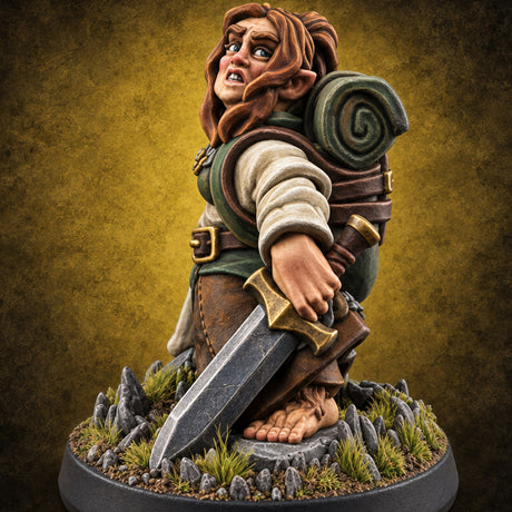 Small Folk, Big Appetite for Trouble Halfling Adventurer B — painted concept preview (miniature supplied unpainted)