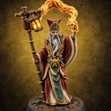 Lantern Lit, Dragon Summoned Human Sage Mage — painted concept preview (miniature supplied unpainted)
