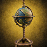 Spun Past Every Border Ornate Standing World Globe — painted concept preview (terrain supplied unpainted)