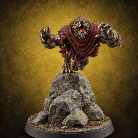 Scarves Torn, Fangs Bared Werewolf Monster D — painted concept preview (miniature supplied unpainted)