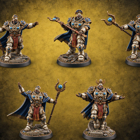Hollow Faces, Full Quorum Human Battle Mages — painted concept preview (miniature supplied unpainted)