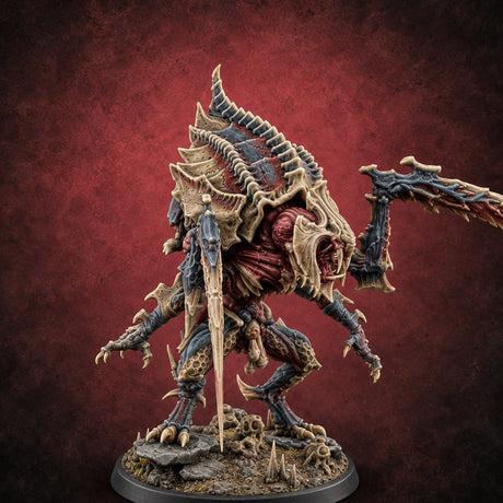 Ribbed Crests Over Rocky Ground Hook Horror Warrior C — painted concept preview (miniature supplied unpainted)