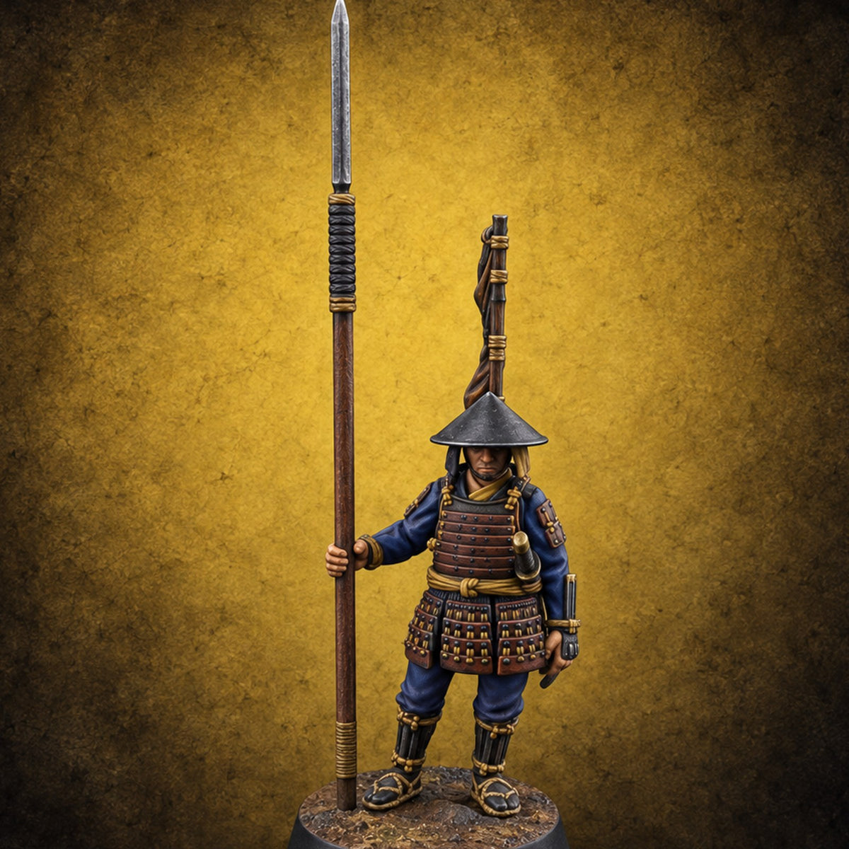 Standing Ready Human Ashigaru E — painted concept preview (miniature supplied unpainted)