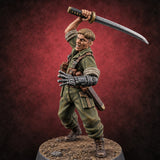 Steel Arm, Stolen Blade Human Officer with Katana and Mechanical Arm — painted concept preview (miniature supplied unpainted)