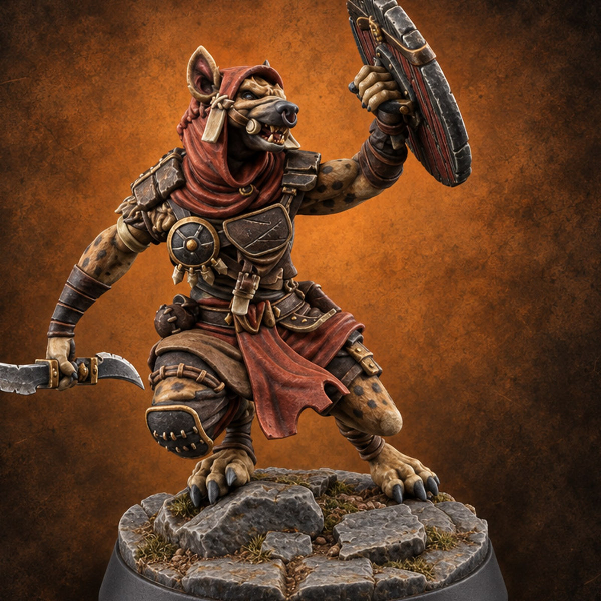 Hunting Pack Fans Out Gnoll Warrior D — painted concept preview (miniature supplied unpainted)