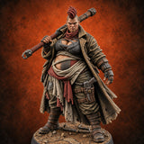 Mohawk Up, Coat Trailing Human Wasteland Pole Warrior — painted concept preview (miniature supplied unpainted)