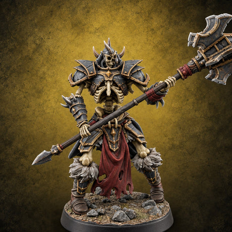 Fur Cuffs, No Flesh Skeleton Halberd Warrior — painted concept preview (miniature supplied unpainted)