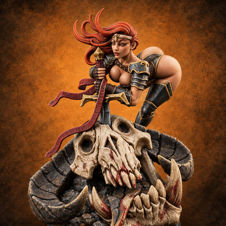 Claimed the Skull, Kept the Sword Female Demon Slayer Pin-up — painted concept preview (miniature supplied unpainted)