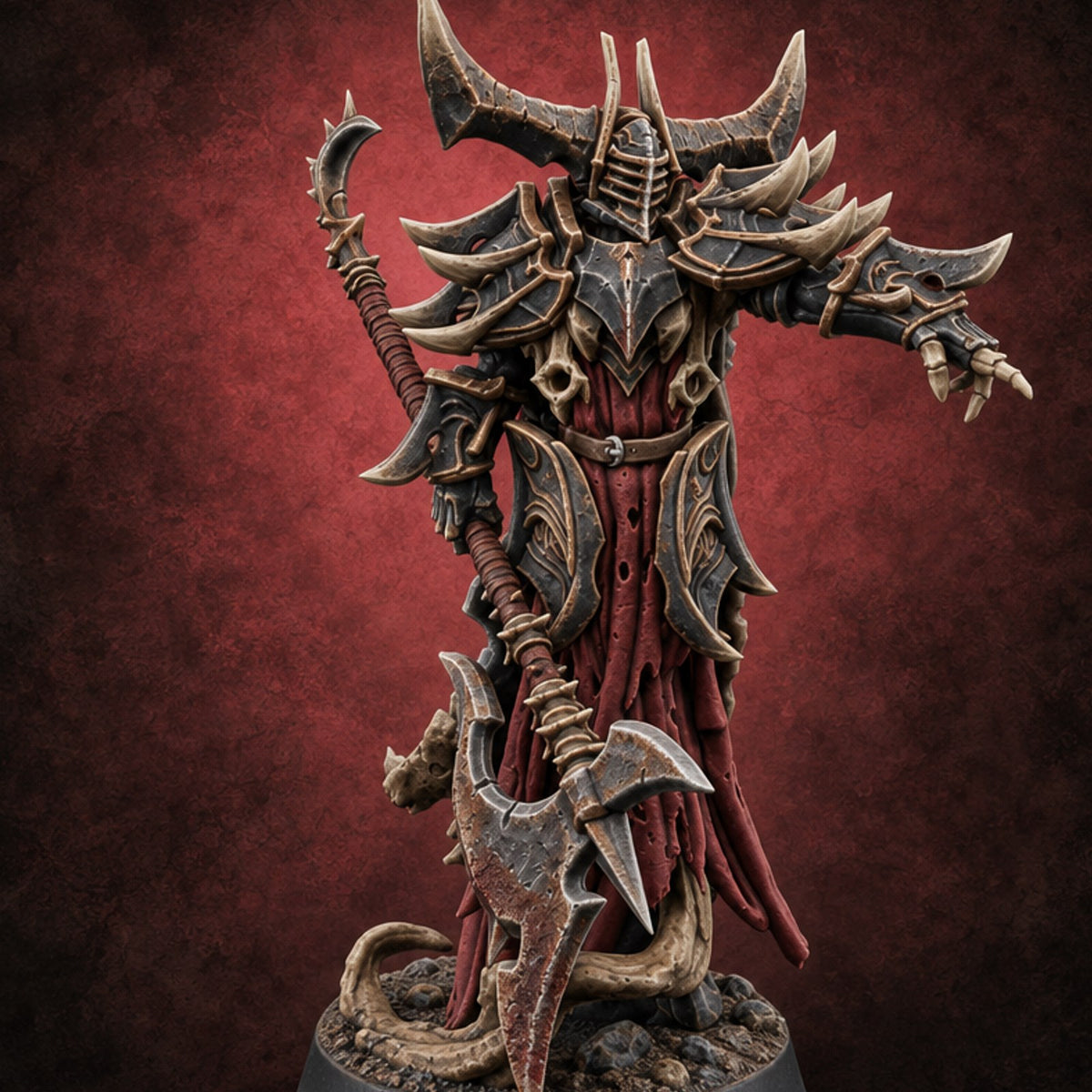 Pole Position in Perdition Death Knight Polearm Warrior A — painted concept preview (miniature supplied unpainted)
