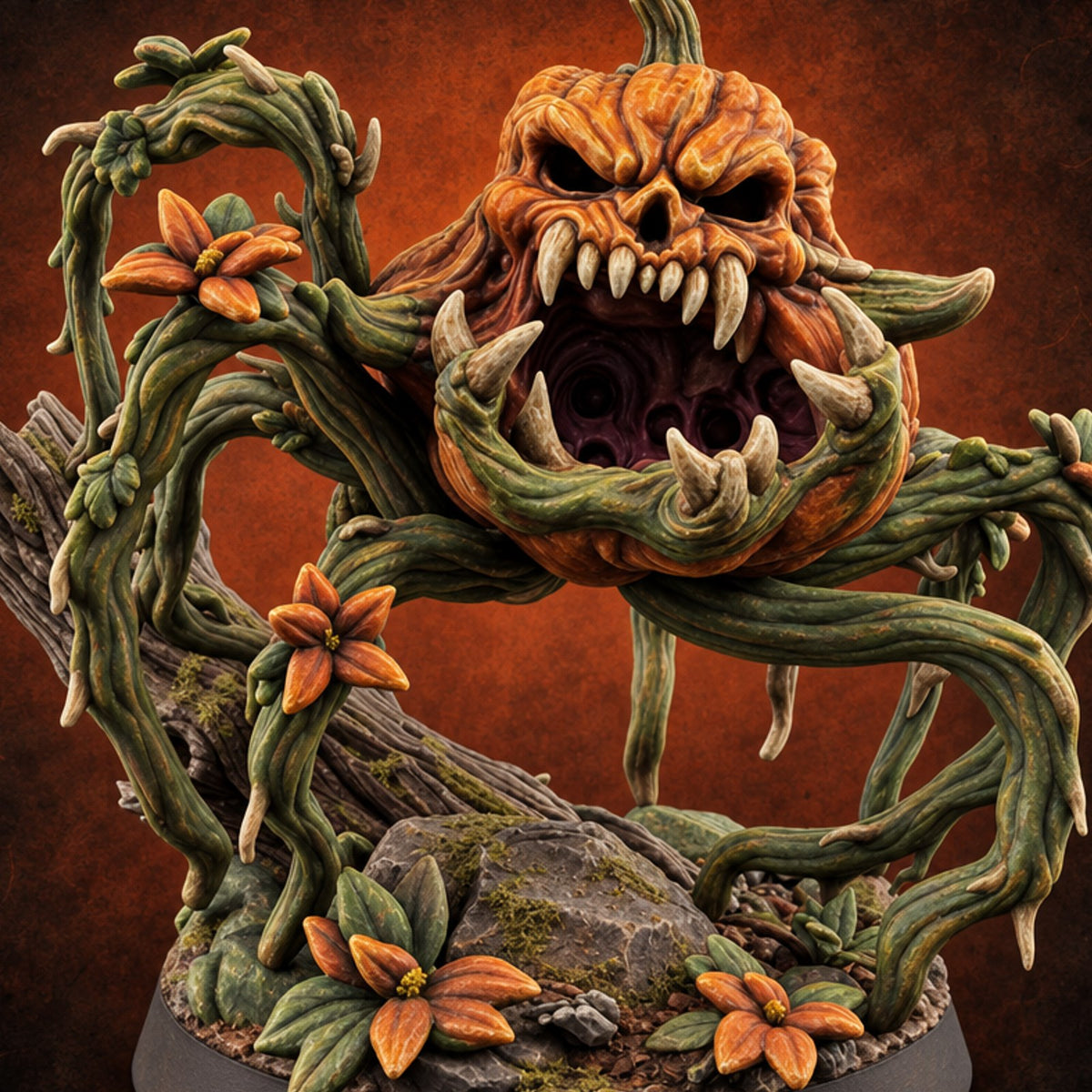 Patch Gone Bad Vine Blight Pumpkin Monster C — painted concept preview (miniature supplied unpainted)
