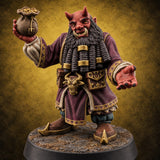 Brimstone Bazaar Regulars Tiefling Merchant A — painted concept preview (miniature supplied unpainted)
