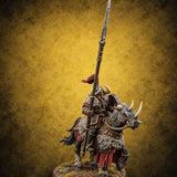 Hooves Thunder, Horns Gleam Human Horned Cavalry Warrior A — painted concept preview (miniature supplied unpainted)