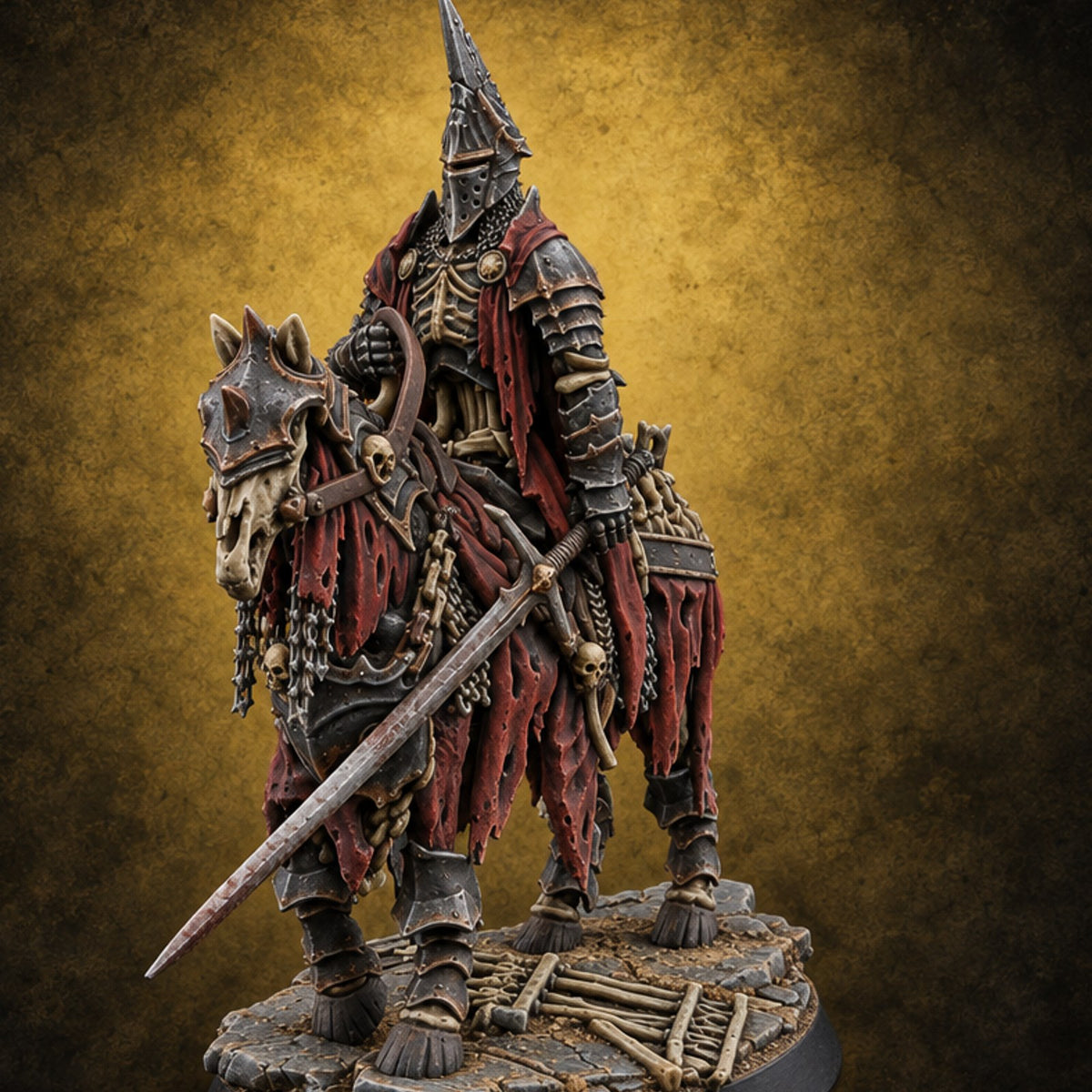 Last Ride Down a Ruined Road Death Knight Rider — painted concept preview (miniature supplied unpainted)