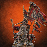 Where His Standard Goes, Wolves Follow Human Wolf Lord on Dire Wolf — painted concept preview (miniature supplied unpainted)