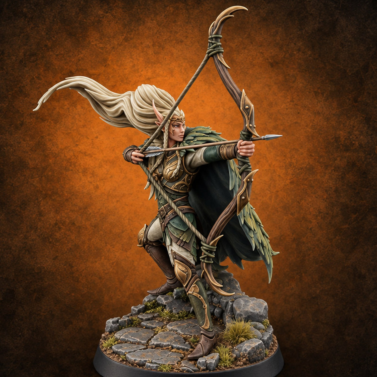 Every Stance, Same Steady Aim Elf Archer C — painted concept preview (miniature supplied unpainted)