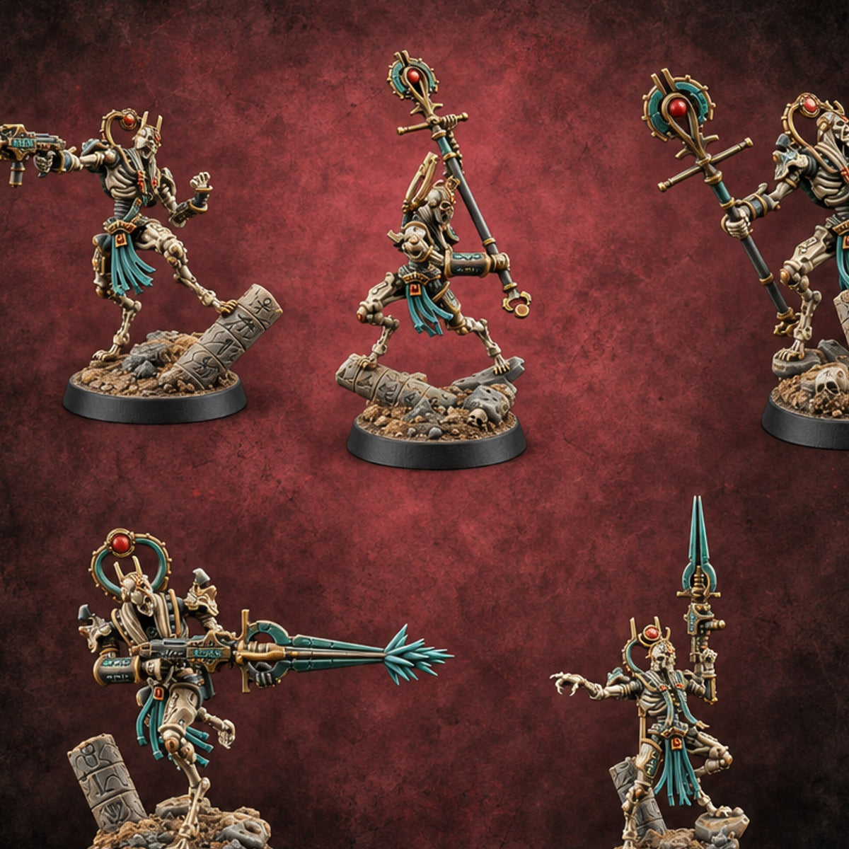 Ankh Raised, Bones Rattled Skeleton Ankh Warriors — painted concept preview (miniature supplied unpainted)