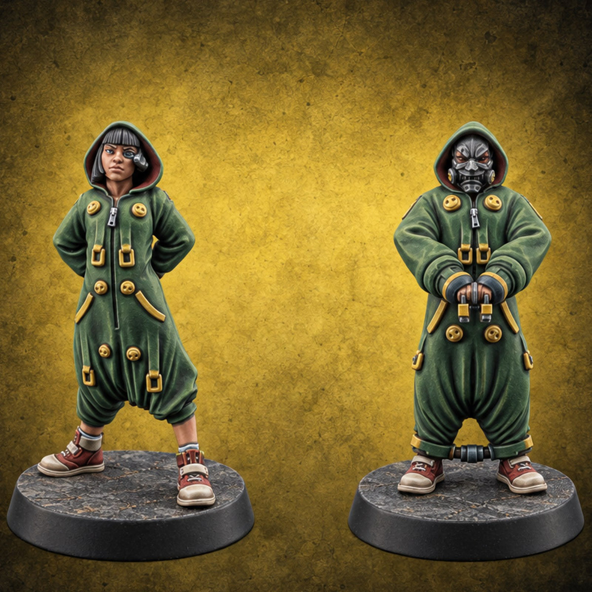 Matching Onesies Hooded Jumpsuit Civilians — painted concept preview (miniature supplied unpainted)