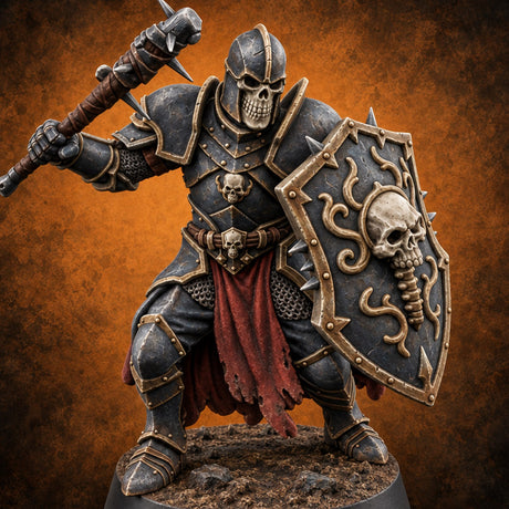 Oaths Outlived Death Knight Shield Warrior C — painted concept preview (miniature supplied unpainted)