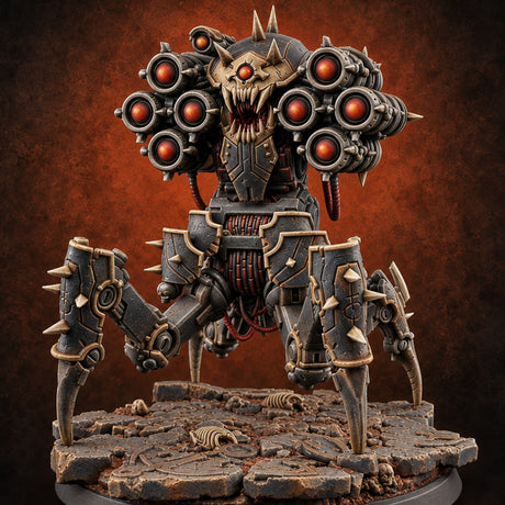 Sent to Fetch a Soul Retriever Spiked Spider-Legged Construct B — painted concept preview (miniature supplied unpainted)