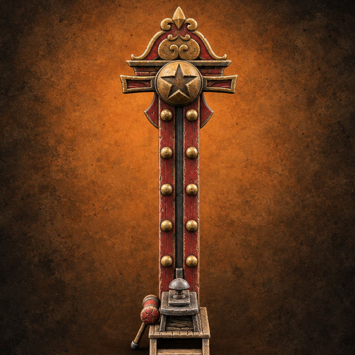 Ring the Bell, Win the Plush Carnival Strength Tester Game — painted concept preview (terrain supplied unpainted)