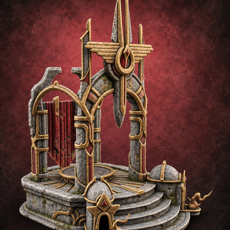 Ascend to Be Crowned Ornate Stone Throne Dais — painted concept preview (terrain supplied unpainted)