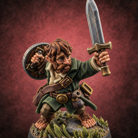 Second Breakfast Can Wait Halfling Adventurer A — painted concept preview (miniature supplied unpainted)