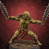 Slipped the Collar Orc Dual-Blade Warrior B — painted concept preview (miniature supplied unpainted)