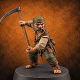 The Harvest Fights Back Halfling Farmer A — painted concept preview (miniature supplied unpainted)