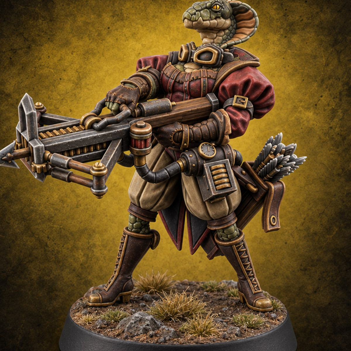 Cranked and Coiled Yuan-ti Crossbow Engineer — painted concept preview (miniature supplied unpainted)