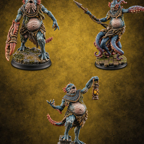 Claw, Spear and Lamp Oil Sahuagin Fish-Men — painted concept preview (miniature supplied unpainted)