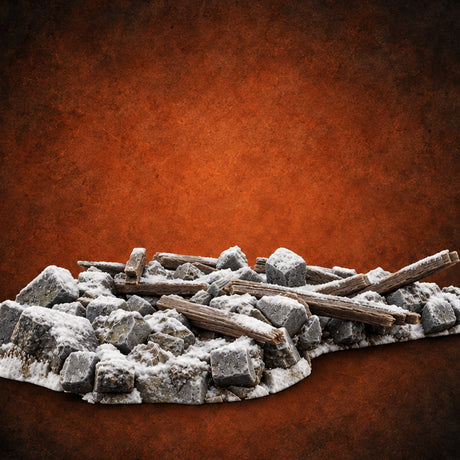 Snow Topped Stone and Timber Rubble Pile B — painted concept preview (terrain supplied unpainted)