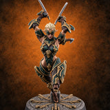 Light Feet, Heavy Edges Elf Blade Dancer B — painted concept preview (miniature supplied unpainted)