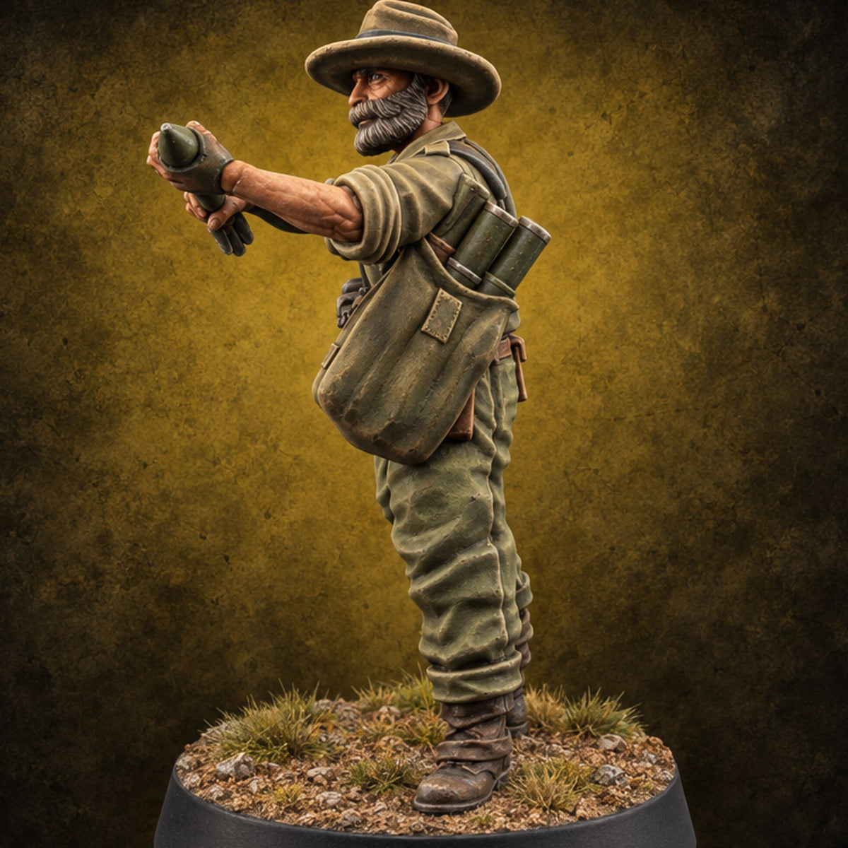 Reload Faster, Brew Later Bazooka Soldier in Slouch Hat B — painted concept preview (miniature supplied unpainted)