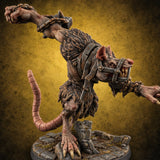 Muzzled, Chained and Lunging Wererat Monster — painted concept preview (miniature supplied unpainted)
