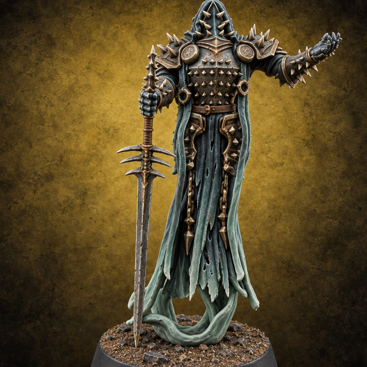 Hanging Hems Wraith Sword Warrior A — painted concept preview (miniature supplied unpainted)