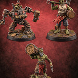 Rings Counted, Trunk Hauled Orc and Goblin Lumberjacks — painted concept preview (miniature supplied unpainted)