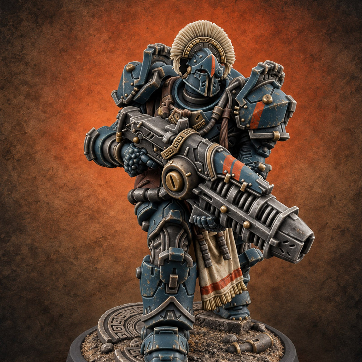 Armed to Overwhelm Human Heavy Gunner C — painted concept preview (miniature supplied unpainted)
