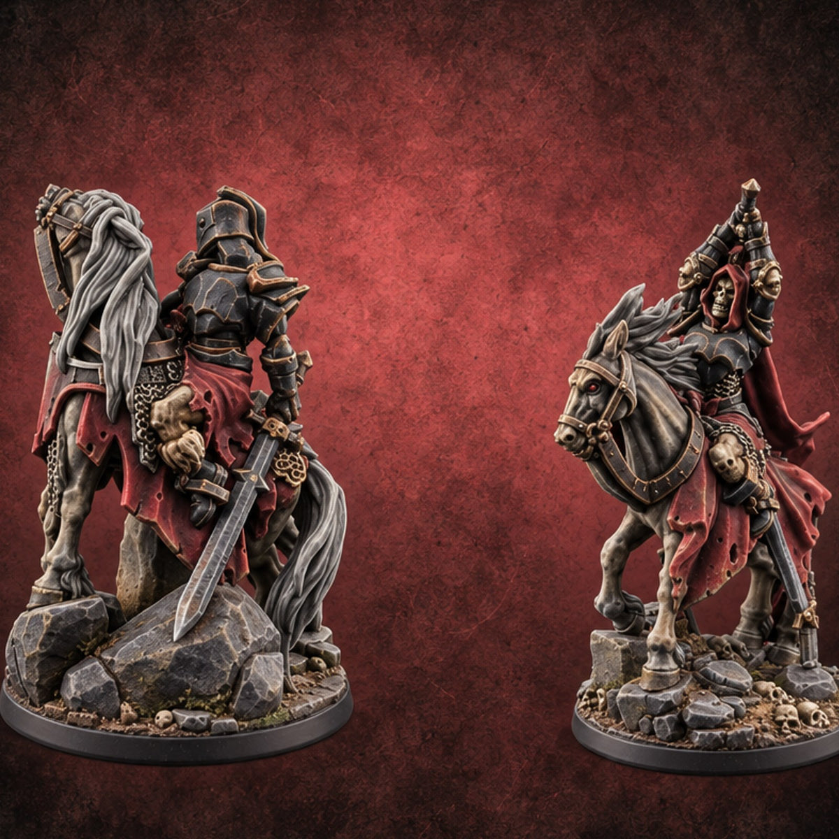 Riding Down Old Vows Death Knight Riders — painted concept preview (miniature supplied unpainted)