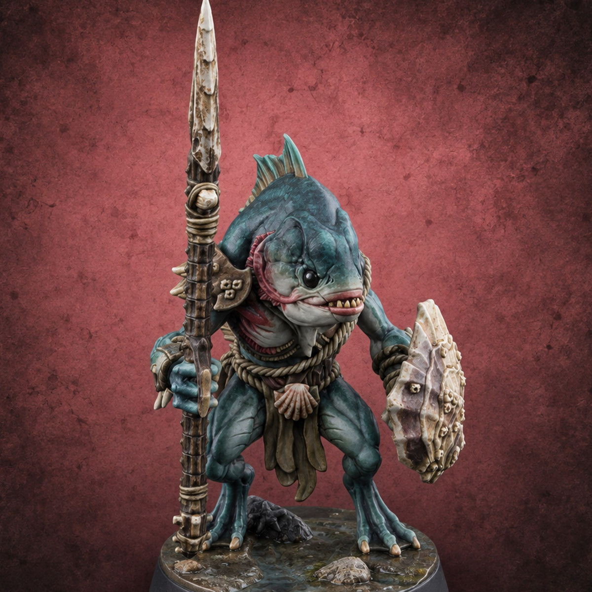 Madness Comes in Shoals Kuo-toa Tide Raider D — painted concept preview (miniature supplied unpainted)